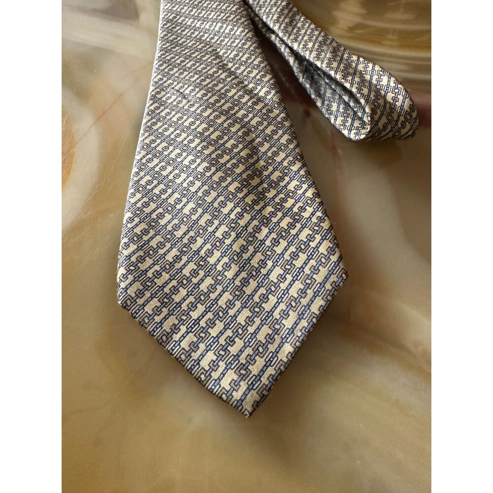 Vintage Givenchy Monsieur Pale Yellow Geometric Tie